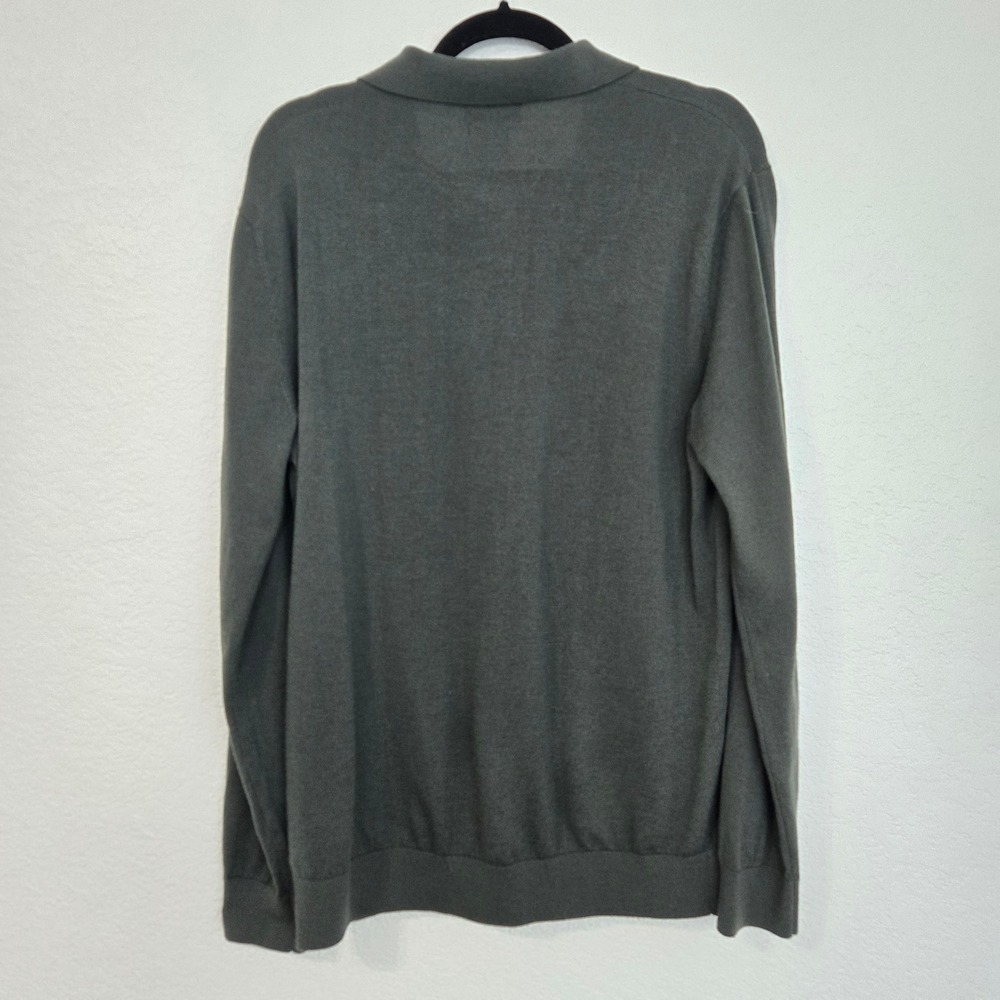 GAP Men's Merino Wool Long Sleeve Polo Shirt Dark Green Size Medium - Picture 2 of 4